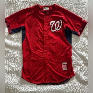Majestic Washington Nationals Jersey Mens 46 L Red Stitched Authentic Rare #43